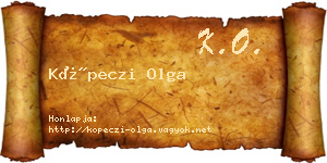 Köpeczi Olga névjegykártya